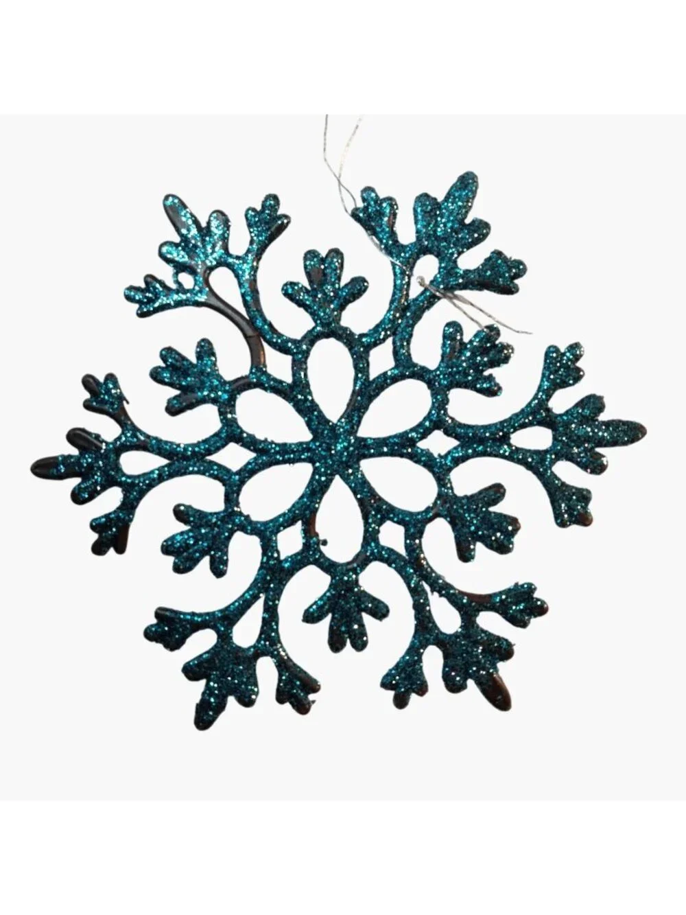 Blue Glitter Snowflake Christmas Ornament 4 x 4 inch Craft